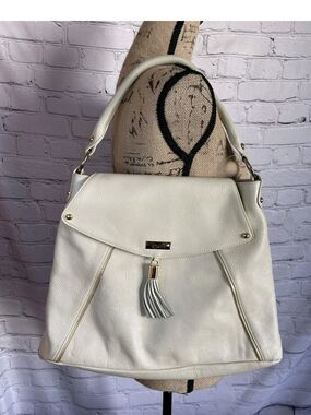 ONNA EHRLICH KELLY HOBO Off White Leather Shoulder Shopper Bag Purse